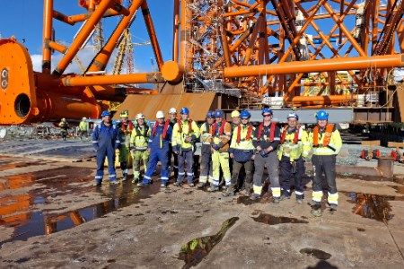 Sarens works on the load-out of a 11 500 t jacket at Valhall PWP oilfield in Norway
